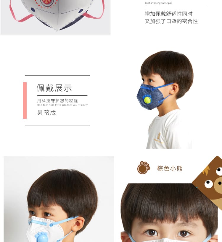 霍尼韦尔（Honeywell） H950V 小童萌宠口罩 (耳带式、带阀)